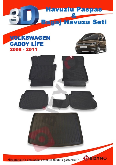 Volkswagen Caddy Life 2008-2011 Paspas Ve Bagaj Havuzu Seti