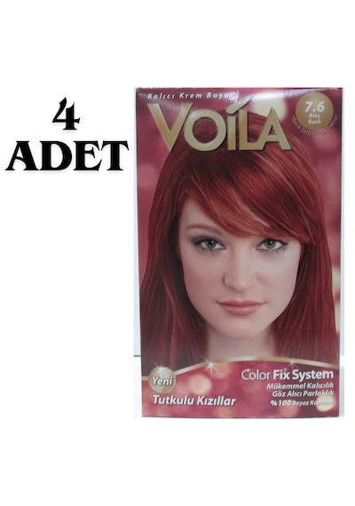 Voila Boya 7.6 Ateş Kızılı 50 Ml -4 Adet