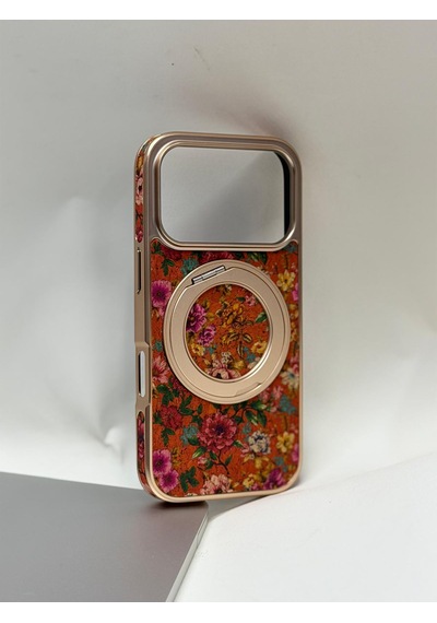 Efcase Apple iPhone Uyumlu 17 Pro Tuval Kılıf - Egzotik Lotus Desenli Sanatsal Koruyucu 02