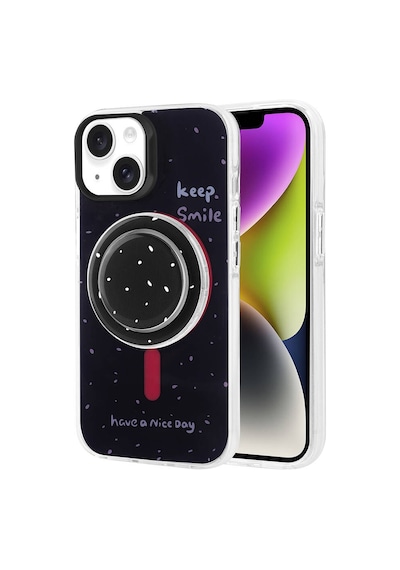 Apple Uyumlu iPhone 14 Kılıf M-safe Şarj Özellikli Tak-çıkar Pop Soketli Zore Tiktok Kapak Mor