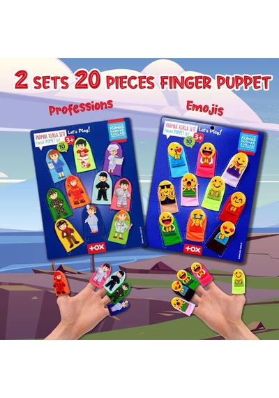 2 Set 20 Parça Tox Emojiler ve Meslekler Parmak Kukla T106 T761
