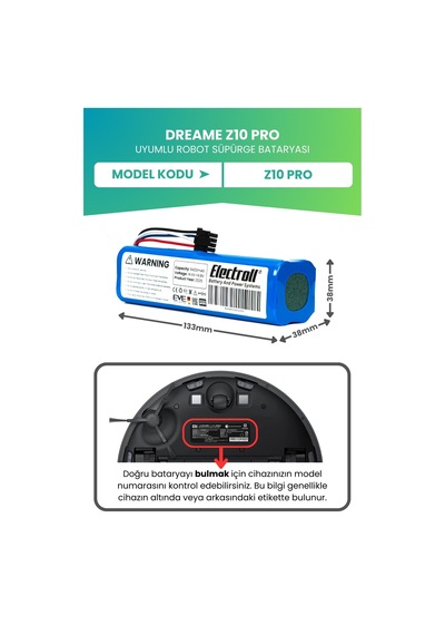 Dreame Z10 Pro Batarya 6400mah Pil Robot Süpürge Batarya