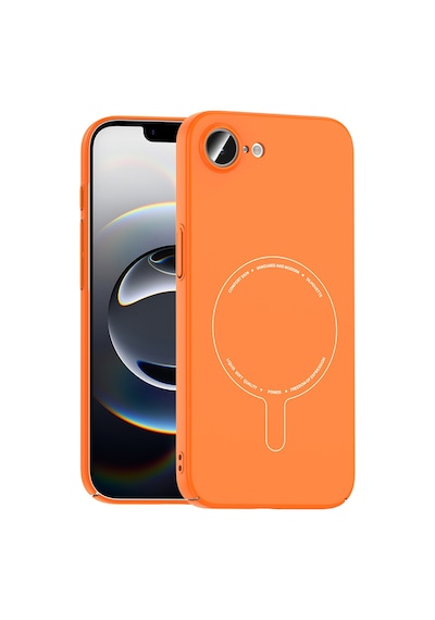 Maks Technology iPhone Uyumlu 16e Kılıf M-safe Şarj Özellikli Kamera Korumalı Mkst Elio Sert Pc Kapak - Turuncu