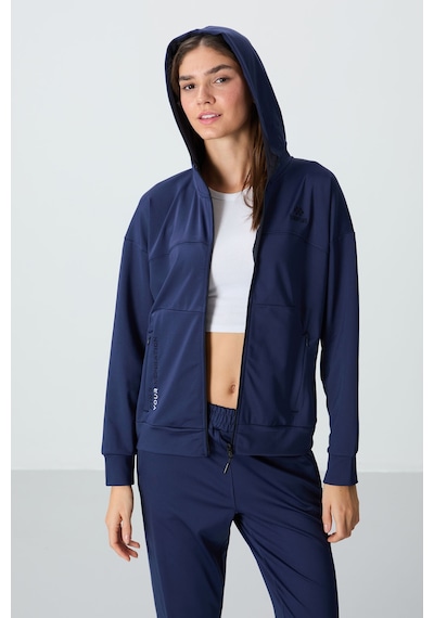 Tommy Life İndigo Kapüşonlu Gizli Cep Detaylı Standart Kalıp Kadın Eşofman Takımı - 95306 Indıgo