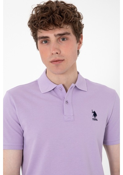 U.S. Polo Assn. Erkek Slim Fit Polo Yaka Lila Basic Tişört 50307699-VR034