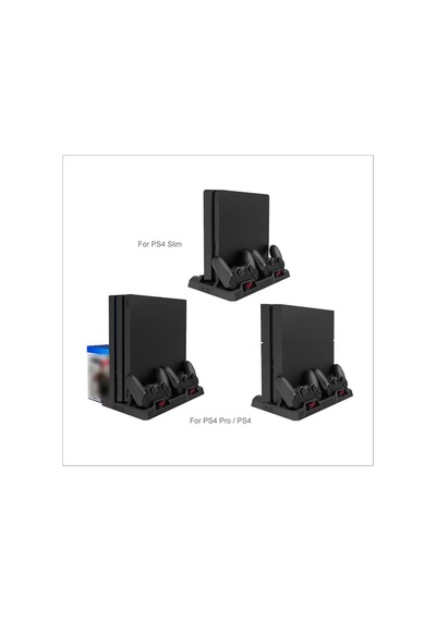 Sony Ps4 Uyumlu Slim/pro Stand Şarj Istasyonu Soğutma Fanlı Multifonksiyonel