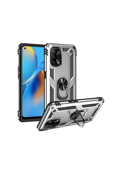 Oppo A74 4G Kılıf Zore Vega Yüzüklü Standlı Zırh Kılıf