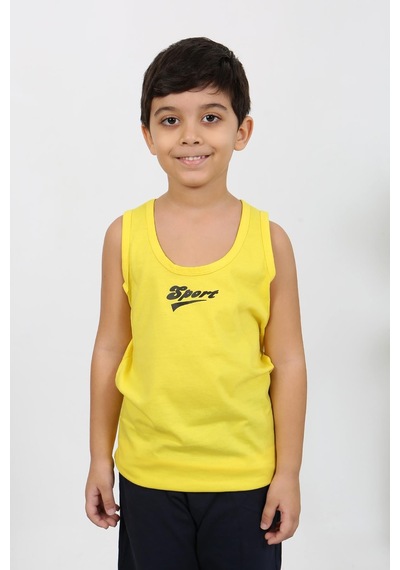 Akbeniz Erkek Çocuk Sıfır Kol Penye Pijama Takım Sarı 20439