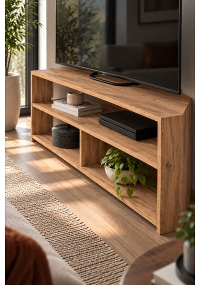 Sulorahome Köşe Tv Ünitesi Kahverengi 140 Cm Açık Ceviz