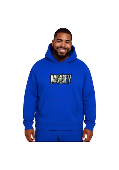 Benroma Money Baskılı Büyük Beden Unisex Sweatshırt Saks Mavisi