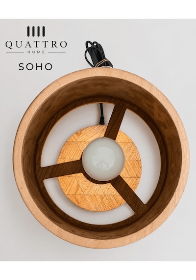 Soho Abajur Doğal Meşe Ahşap Kaplama