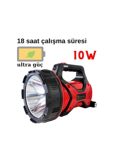 Ulatra Güçlü Uzun Mesafeli 18 Saat Çalışma 10w Ledli Projektör El Feneri