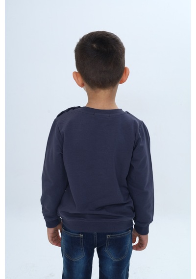 Toontoy Kids Toontoy Erkek Çocuk Relax Fit Bisiklet Yaka Omuzu Çıtçıtlı Sweatshirt Bej