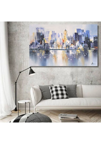 Binalar Büyük Boy El Yapımı Yağlı Boya Tablo 145x94cm