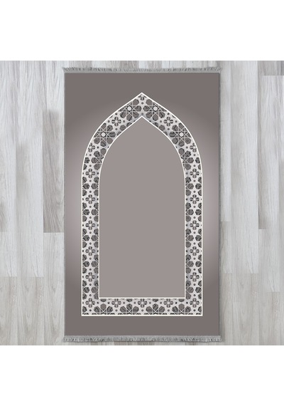 Evaşk Namazlık Dokuma Halı Kaymaz Muslumana Seccade80 x 130 Gri EVASK809C66