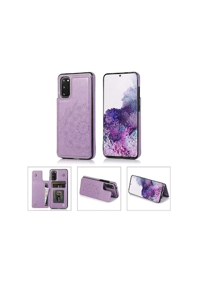 Samsung Galaxy A53 5g Uyumlu - Mandala Desenli Deri Görünümlü Koruyucu Telefon Kılıfı Mor