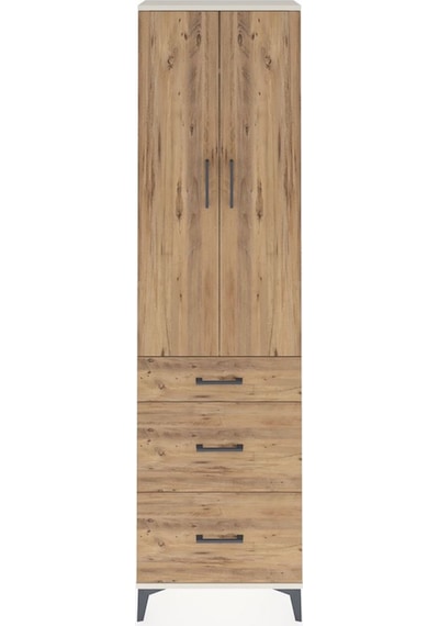Arges Dolap 2 Raflı 3 Çekmeceli Tek Askılı 60x30x221 Aytaşı-çam Aytaşı