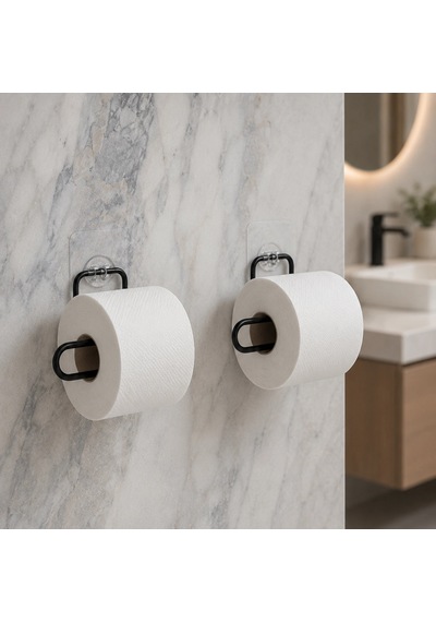 Siyah Yapışkanlı Rulo Kağıt Tutucu 2 Li Set Çok Renkli