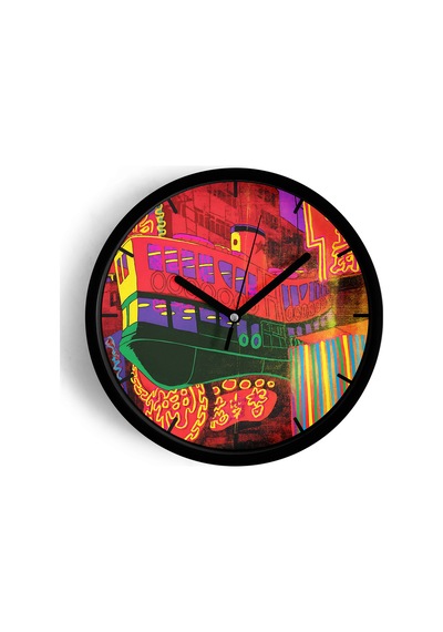 Neon Düşler Modern Tasarım Duvar Saati - 30cm - Önü Camlı Siyah Kasa - Sessiz Mekanizma-jh0491 Siyah