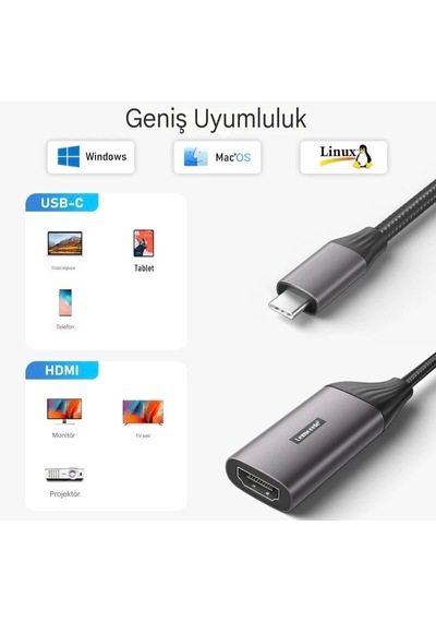 Lemorele 4k Hdmi To Type-c Dönüştürücü Adaptör Hdmi Dönüştürücü