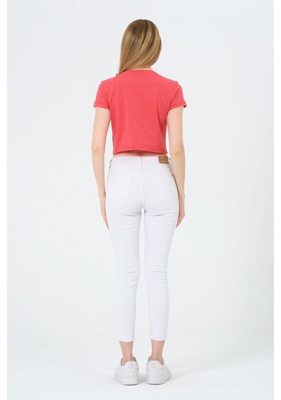 Kadın Kısa Kollu Oversize Crop Pembe