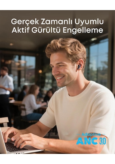 Anker Liberty Buds Bluetooth Kulaklık, Yarı Kulak İçi Tasarım, Gerçek Zamanlı Uyarlanabilir Gürültü Engelleme, Hızlı Şarj, Çeviri, 30 Saat Çalma Süresi, Siyah - D1200