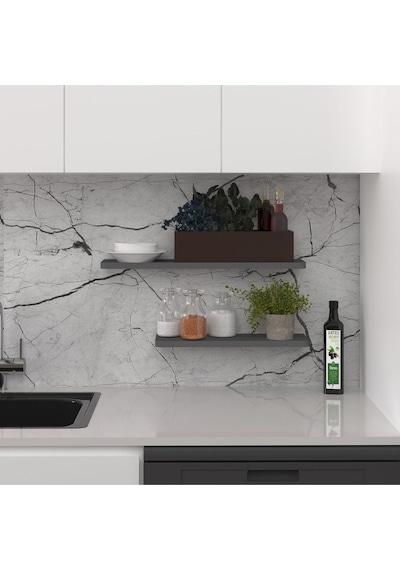 Asra Trend Modern Duvar Rafı DRF-01 %100 MDF 2'li Dekoratif Organizer Kitaplık Antrasit