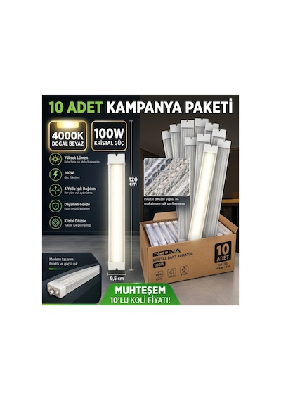 10adet......100w Kristal 4000k Led Bant Armatür 120 Cm - Doğal Günışığı Yüksek Lümenli Yatay Prizmatik Tavan Lambası,modern Aydınlatma.led Lamba ,kristal,lamba Beyaz-günışığı 10adet......100w Kristal 4000k Led Bant Armatür 120 Cm - Doğal Günışığı Yüksek Lümenli Yatay Prizmatik Tavan Lambası,modern Aydınlatma.led Lamba ,kristal,lamba Beyaz-günışığı