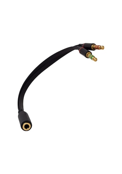 3.5 MM Aux Kulaklık Mikrofon Dönüştürücü Birleştirici Kablo Siyah