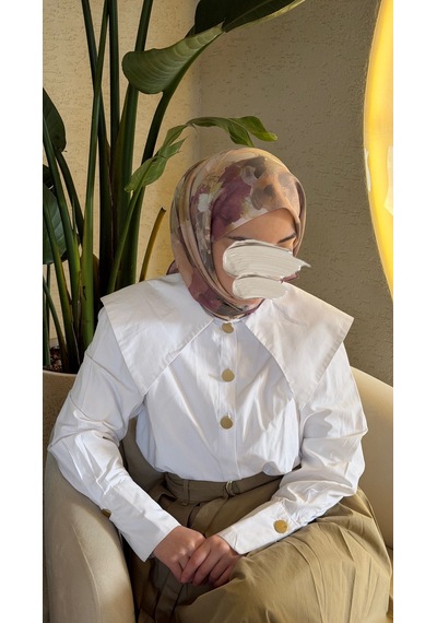 Qalortex Scarf Pamuklu Soft Roza Desen Eşarp-gül Kurusu