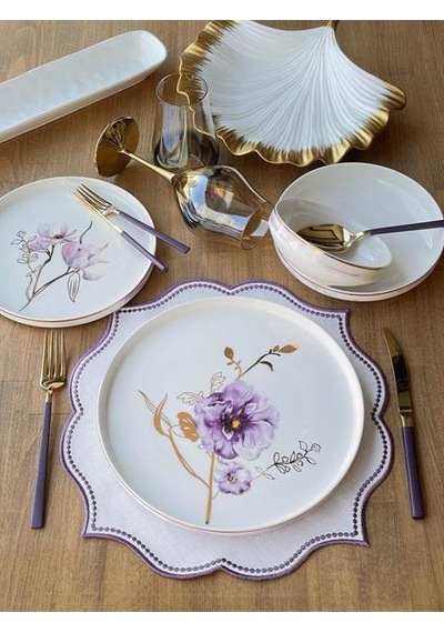 Yemek Takımı Modern Violet 24 Parça 6 Kişilik Renkli