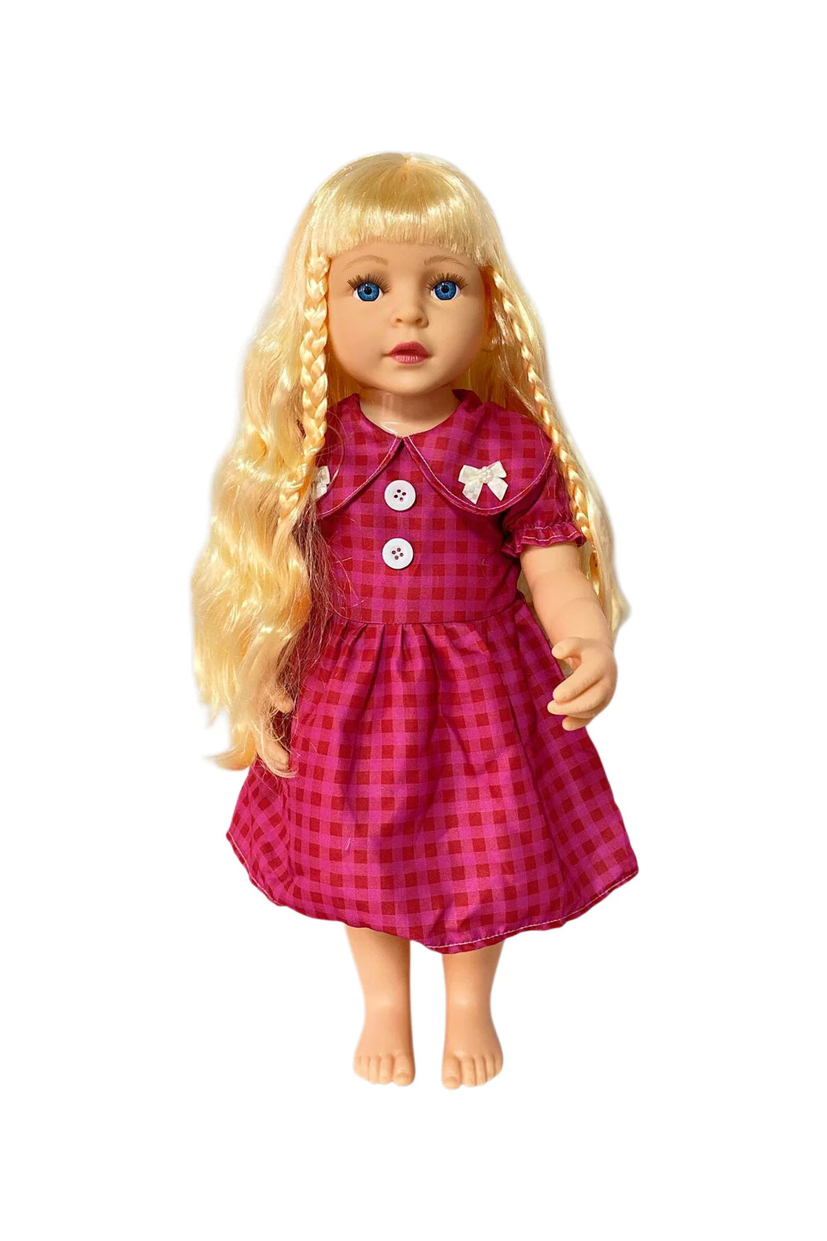 Büyük Boy Türkçe Konuşan Aylin Bebek Et Bebek Gövde Ve Bacaklar Yumuşak Pvc 60 Cm Kırmızı