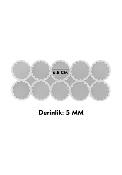 Epoksi Silikon Kalıp Dalgalı Kenar Magnet Kalıbı 6.8 Cm 10 Lu