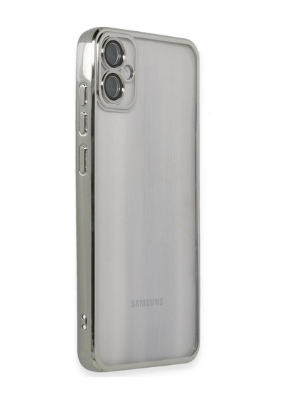 Samsung Uyumlu Galaxy A05 Kılıf Kamera Korumalı Lensli Silikon Gümüş/