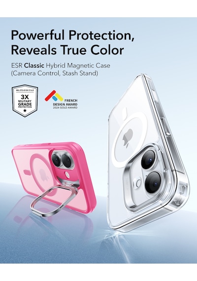 Esr Apple Uyumlu iPhone 17 Classic Hybrid Magsafe Standlı Kılıf-kamera Kontrol Buton - Pembe Pembe