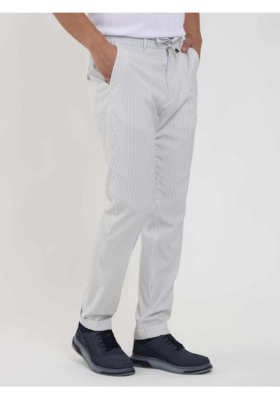 Dufy Lacivert Erkek Slim Fit Çizgili Pantolon - 104530-lacivert Lacivert