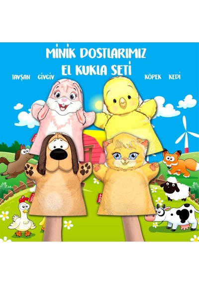 4 Parça Tox Minik Dostlarımız El Kukla Set Eğitici Oyuncak
