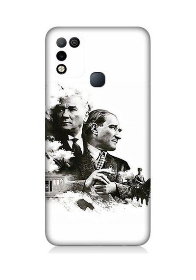 İnfinix Hot 10 Play Uyumlu Siyah Beyaz Mustafa Kemal Atatürk Desenli Silikon Kılıf