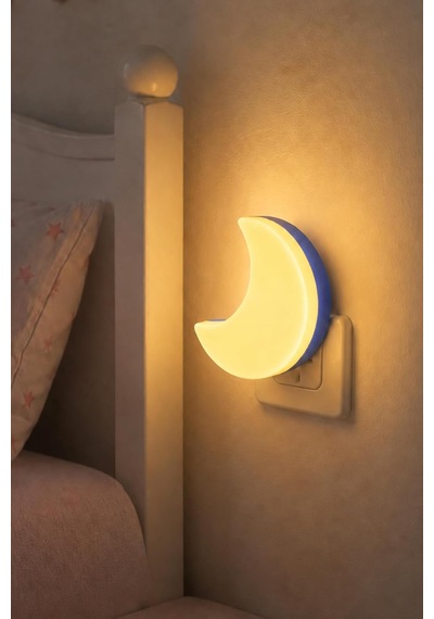 Yarım Ay Gece Lambası On/off Tuşlu Koridor Hol Işığı Uyuma Işığı Sarı K6975 Diğer