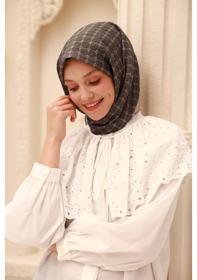 Silk Home Olinda Eşarp 48004-82 Antrasit, Ekru