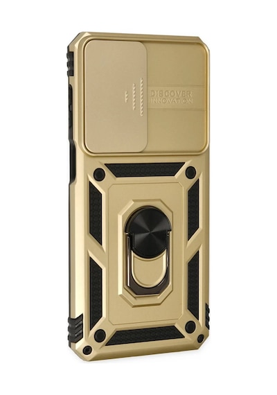 Samsung Galaxy M33 Uyumlu Kılıf Pars Lens Yüzüklü Silikon - Gold