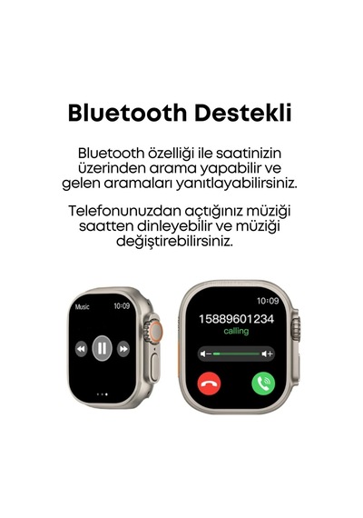 Watch 8 T800 Ultra Bluetooth'lu Arama Özellikli Akıllı Saat Tüm Telefonlarla Uyumlu Çift Kordonlu Beyaz - 519541254 Watch 8 T800 Ultra Bluetooth'lu Arama Özellikli Akıllı Saat Tüm Telefonlarla Uyumlu Çift Kordonlu Beyaz - 519541254