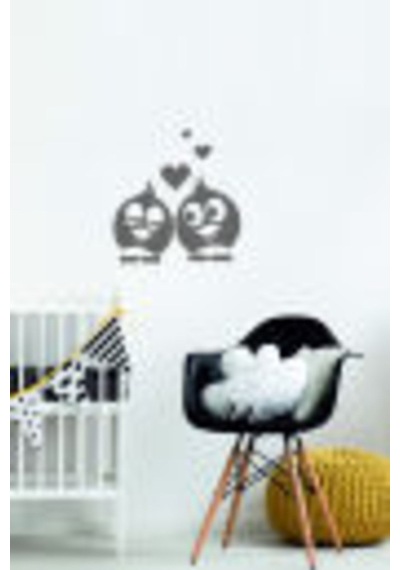 Aşık Kuşlar Priz Sticker-oto Sticker-18x18cm Gri