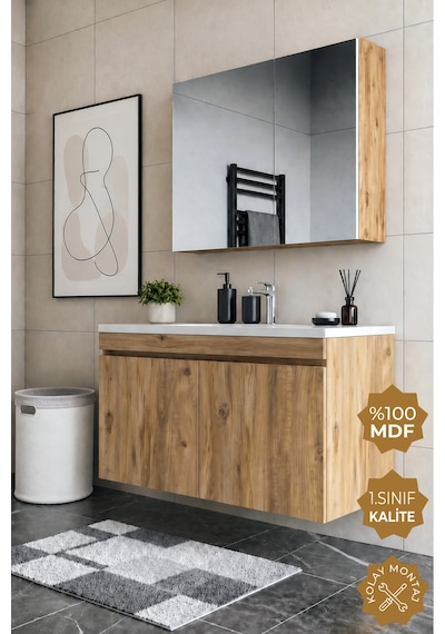 Teta Home Tokyo 100 Cm Mdf Banyo Dolabı Seti Atlantik Çam Teta Home Tokyo 100 Cm Mdf Banyo Dolabı Seti Atlantik Çam