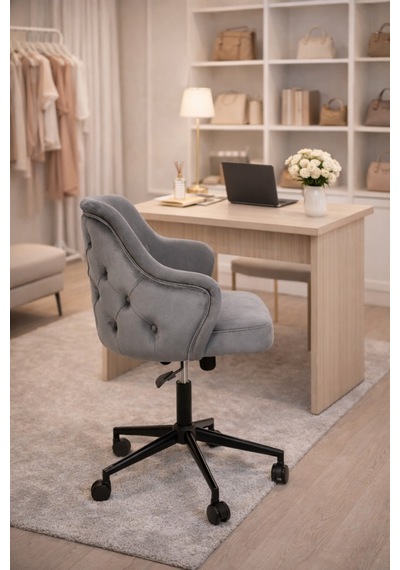 Dekoratif Çalışma Sandalyesi Makyaj Masası, Butik Ve Kamera Önü Kullanım Gri Dekoratif Çalışma Sandalyesi Makyaj Masası, Butik Ve Kamera Önü Kullanım Gri