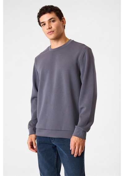 Backandbond Regular Fit Bisiklet Yaka Gri Sweatshirt