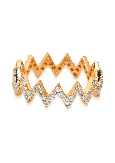 Kuyumcudukkani Full Taşlı Zigzag Trend Yüzük-10339-r-w Rose