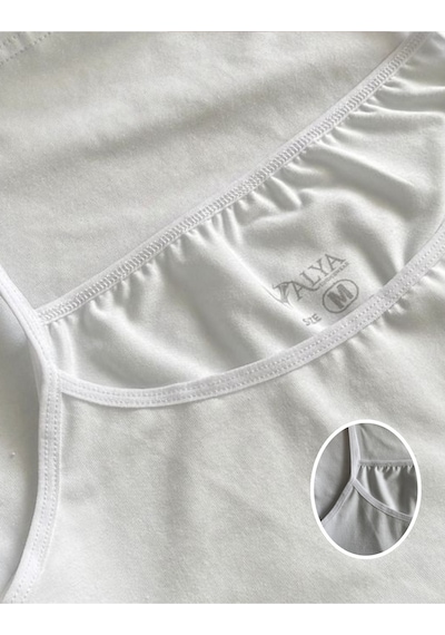 Alya Underwear Kadın Pamuklu Ip Askılı Oval Yaka Atlet 3'lü, 3 Adet Ten Beyaz T05