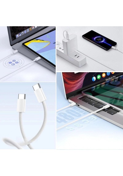 Apple Uyumlu 15/15 Pro Type-c To Type-c Hasır Örgü Hızlı Şarj Kablosu 1m 5047