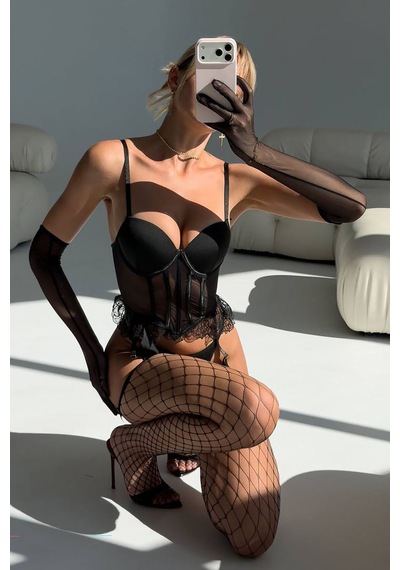 İra Luxury Jartiyer Set - Siyah